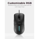 ⁦Lenovo M300s RGB Gaming Mouse Ultra Lightweight, Symmetrical Design, 6 Programmable Buttons, 16.8m RGB Logo, Upto 8000 DPI - Black⁩ - الصورة ⁦5⁩