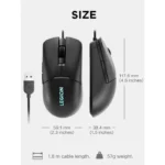 ⁦Lenovo M300s RGB Gaming Mouse Ultra Lightweight, Symmetrical Design, 6 Programmable Buttons, 16.8m RGB Logo, Upto 8000 DPI - Black⁩ - الصورة ⁦3⁩