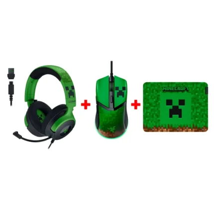 Razer Minecraft Edition Gaming bundle - Razer Kraken V4 X Gaming Headset + Razer Cobra Gaming Mouse + Razer Gigantus V2 Cloth Gaming Mouse Pad