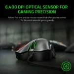 ⁦Razer DeathAdder Essential Gaming Mouse: 6400 DPI Optical Sensor, 5 Programmable Buttons, Mechanical Switches, Rubber Side Grips - Black⁩ - الصورة ⁦2⁩