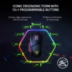 ⁦Razer Basilisk V3 Pro Wireless/BT/Wired Gaming Mouse Hyper Scroll Tilt Wheel, 30K DPI Optical Sensor, Gen-3 Optical Switches, 13-Zone Chroma RGB, 13 Programmable Controls - White⁩ - الصورة ⁦3⁩