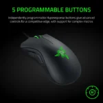 ⁦Razer DeathAdder Essential Gaming Mouse: 6400 DPI Optical Sensor, 5 Programmable Buttons, Mechanical Switches, Rubber Side Grips - Black⁩ - الصورة ⁦3⁩