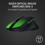 ⁦Razer Basilisk Mobile Portable Ergonomic Wireless/Bluetooth Gaming Mouse, Upto 105Hr, Focus X 18K Optical Sensor - Black⁩ - الصورة ⁦7⁩