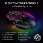 ⁦Razer Basilisk V3 Pro 35K Fully Customizable Wireless/ Bluetooth Wired Ergonomic Gaming Mouse, Focus Pro 35K Optical Gen-2 Sensor, Up to 210 Hrs on Bluetooth/145 Hrs on Wireless– Black⁩ - الصورة ⁦3⁩