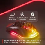 ⁦SteelSeries Aerox 3 Wireless/Bluetooth Ultralight Weight Gaming Mouse 18,000 CPI, 6 Programmable Button, 200 Hour Battery Life - Black⁩ - الصورة ⁦3⁩