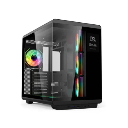 Acer U600 ATX Mid Tower Two Panel Front & Left Side Tempered Glass Case With Built in LED Display 7 ARGB Fans - Black