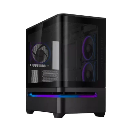 Asus Prime AP202 Mid Tower Fornt & Left Side Tempered Glass Panel Case With 3 ARGB Fans-Black