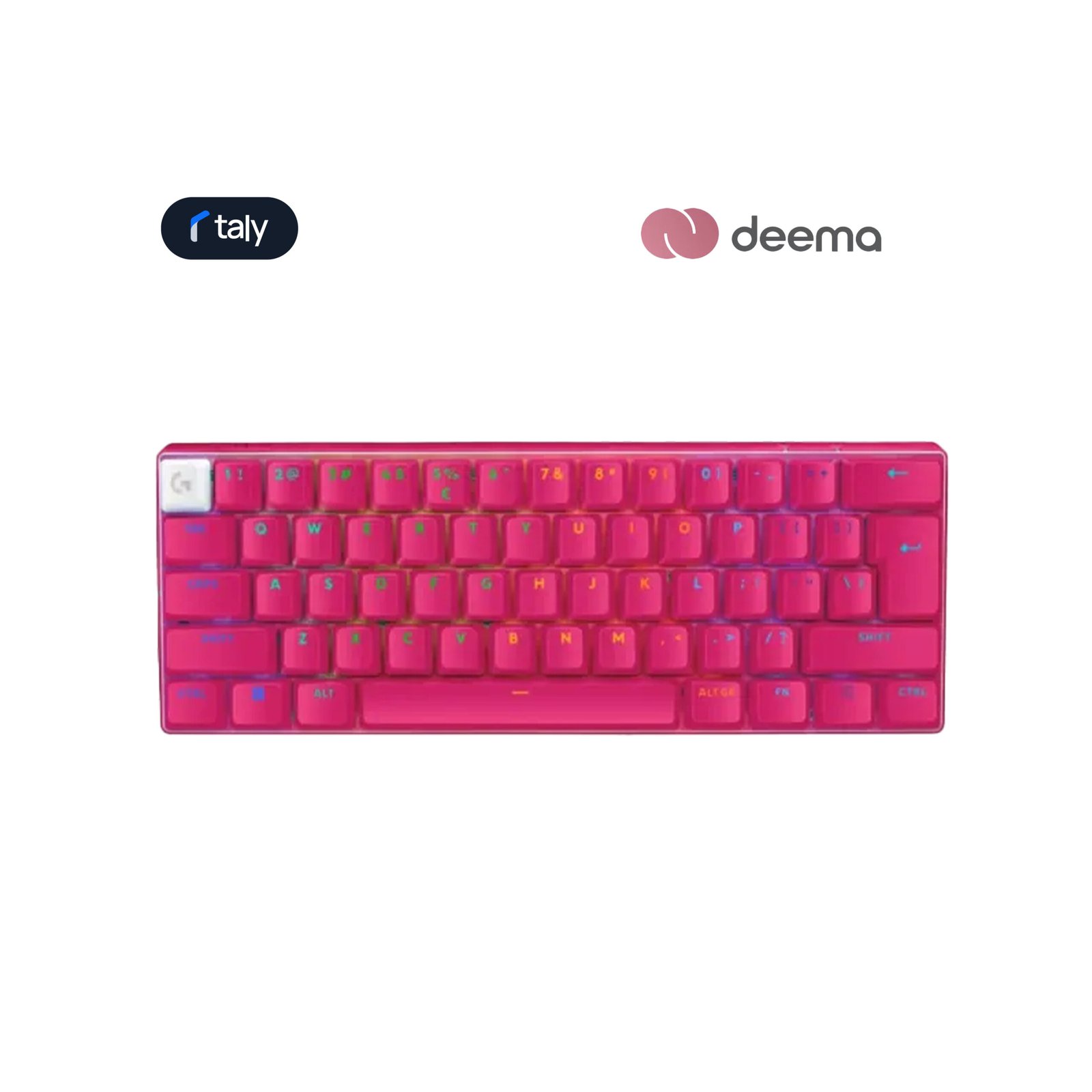 372 Logitech Pro X 60 Light Speed Wireless Gaming Keyboard Dual Shot PBT GX Optical Tactile Switch - Magenta - الصورة 1