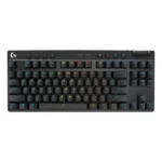⁦Logitech G PRO X TKL LIGHTSPEED Wireless Gaming Keyboard, Ultra-Portable Tenkeyless Design, Lightsync RGB Backlit, PBT Keycaps, Tactile Switches (GX Brown), BT/USB, US INTL Layout, Black | ‎920-012136⁩ - الصورة ⁦7⁩