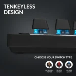 ⁦Logitech G PRO X TKL LIGHTSPEED Wireless Gaming Keyboard, Ultra-Portable Tenkeyless Design, Lightsync RGB Backlit, PBT Keycaps, Tactile Switches (GX Brown), BT/USB, US INTL Layout, Black | ‎920-012136⁩ - الصورة ⁦5⁩