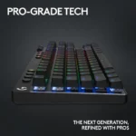 ⁦Logitech G PRO X TKL LIGHTSPEED Wireless Gaming Keyboard, Ultra-Portable Tenkeyless Design, Lightsync RGB Backlit, PBT Keycaps, Tactile Switches (GX Brown), BT/USB, US INTL Layout, Black | ‎920-012136⁩ - الصورة ⁦2⁩