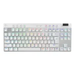 ⁦Logitech G PRO X TKL LIGHTSPEED Wireless Gaming Keyboard, Ultra-Portable Tenkeyless Design, Lightsync RGB Backlit, PBT Keycaps, Tactile Switches (GX Brown), BT/USB, US INTL Layout, White | 920-012148⁩ - الصورة ⁦8⁩