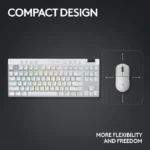 ⁦Logitech G PRO X TKL LIGHTSPEED Wireless Gaming Keyboard, Ultra-Portable Tenkeyless Design, Lightsync RGB Backlit, PBT Keycaps, Tactile Switches (GX Brown), BT/USB, US INTL Layout, White | 920-012148⁩ - الصورة ⁦3⁩