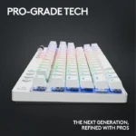 ⁦Logitech G PRO X TKL LIGHTSPEED Wireless Gaming Keyboard, Ultra-Portable Tenkeyless Design, Lightsync RGB Backlit, PBT Keycaps, Tactile Switches (GX Brown), BT/USB, US INTL Layout, White | 920-012148⁩ - الصورة ⁦2⁩