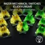 ⁦Razer BlackWidow V4 Mechanical Gaming Keyboard: Green Switches Tactile & Clicky, Chroma RGB, 6 Macro Keys, Magnetic Wrist Rest, Doubleshot ABS Keycaps, Roller & Media Keys - Black⁩ - الصورة ⁦9⁩