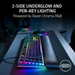 ⁦Razer BlackWidow V4 Mechanical Gaming Keyboard: Green Switches Tactile & Clicky, Chroma RGB, 6 Macro Keys, Magnetic Wrist Rest, Doubleshot ABS Keycaps, Roller & Media Keys - Black⁩ - الصورة ⁦8⁩