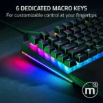 ⁦Razer BlackWidow V4 Mechanical Gaming Keyboard: Green Switches Tactile & Clicky, Chroma RGB, 6 Macro Keys, Magnetic Wrist Rest, Doubleshot ABS Keycaps, Roller & Media Keys - Black⁩ - الصورة ⁦7⁩