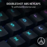 ⁦Razer BlackWidow V4 Mechanical Gaming Keyboard: Green Switches Tactile & Clicky, Chroma RGB, 6 Macro Keys, Magnetic Wrist Rest, Doubleshot ABS Keycaps, Roller & Media Keys - Black⁩ - الصورة ⁦5⁩