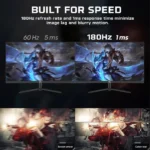 ⁦Twisted Minds 27'‘ FHD VA, 180Hz, 0.5ms, HDMI2.0, HDR Curved Gaming Monitor - Black⁩ - الصورة ⁦4⁩
